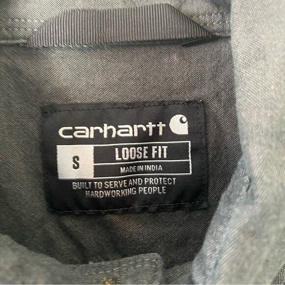 Carhartt Grey Loose Fit Button Up Casual Work Shirt Size Small - Picture 3 of 5